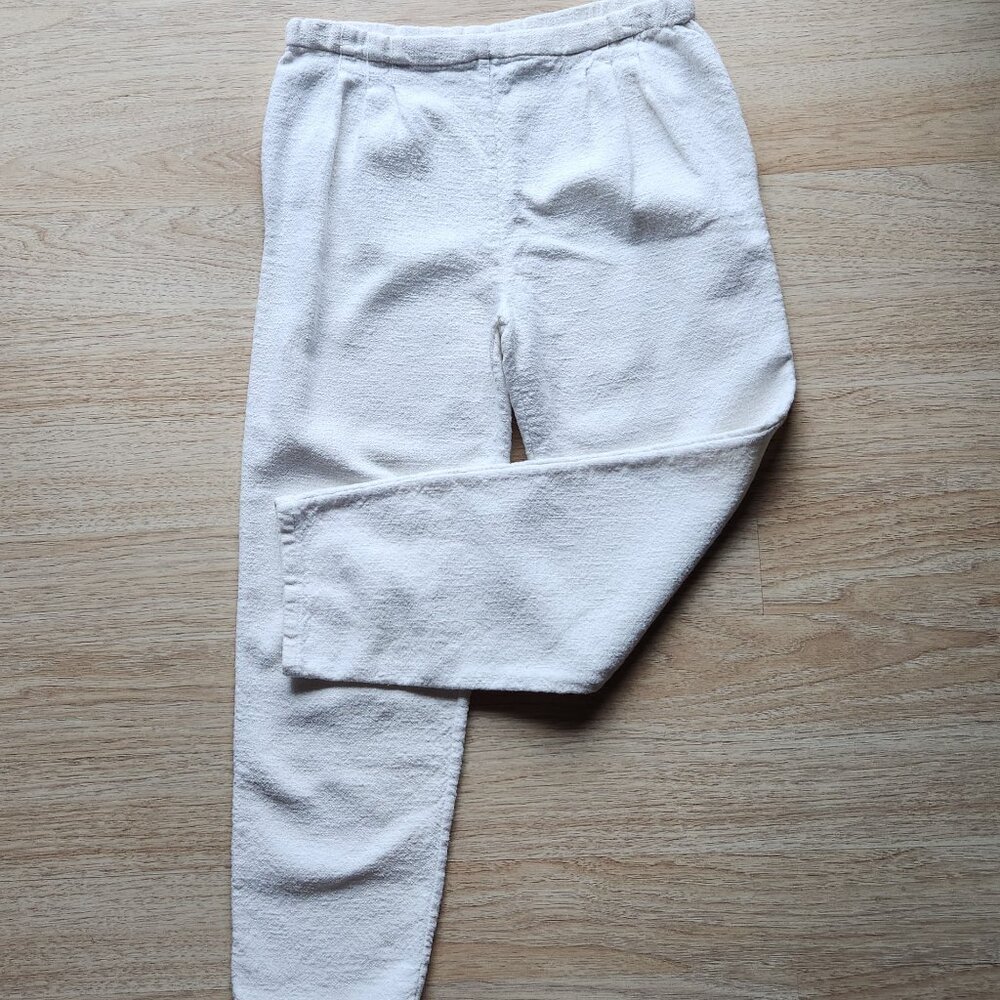 Vintage Maria Rodriguez Chicago Woven Cotton Front-Pleated Pants Pull-On White